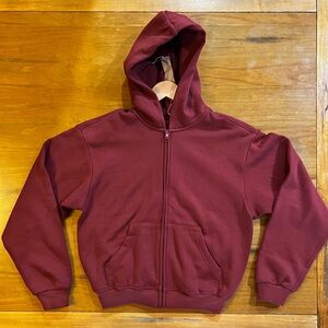 Skims Cotton Fleece Classic Zip Up Hoodie Merlot